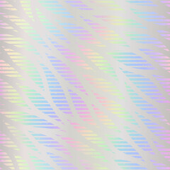 Wall Mural - Holographic seamless pattern. Iridescent background. Repeated rainbow patern. Hologram texture. Repeating holograph foil printed. Neon printing. Pearlescent design for prints. Vector illustration