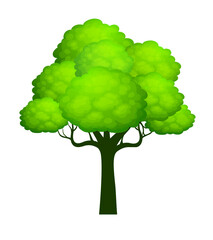 Sticker - Green Tree. Vector outline Illustration.