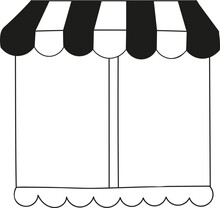 Boutique Shop Showcase Window Icon / Logo Template Line Art Illustration