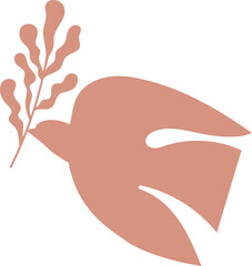 abstract boho birds silhouette with tree branch illustration