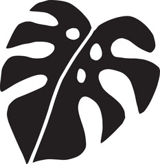 Wall Mural - black monstera leaf doodle illustration