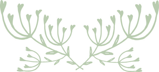 Wall Mural - Green Heart Bloom Branches Illustration