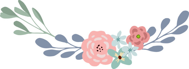 Wall Mural - pink rose eucalyptus garland illustration