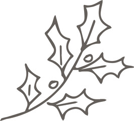 Wall Mural - Grey Holly Branch Doodle Illustration
