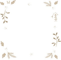 Wall Mural - White Golden Christmas Floral Square Frame