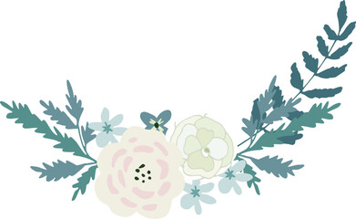 Wall Mural - white rose flowers garland 1 illustration