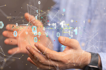 Aufkleber - Big data and artificial intelligence concept. Machine learning and cyber mind domination
