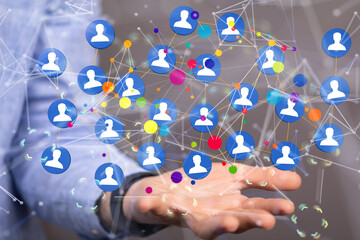 Fototapete - Abstract technology group and data