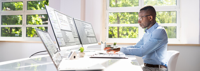 Poster - software developer working in office