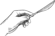 Engraved Hand Holding Knife