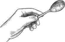 Engraved Hand Holding Spoon