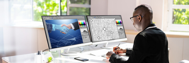 Aufkleber - Designer Editing Photos On Computer