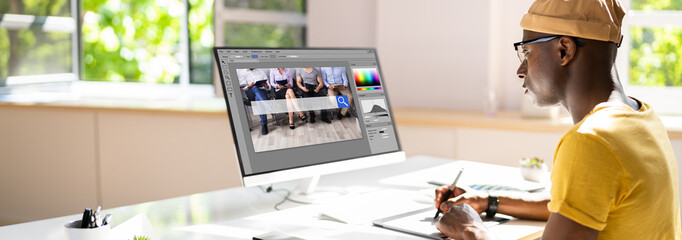 Poster - Designer Editing Photo On Computer