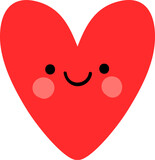 Fototapeta  - Cartoon red heart character with funny face