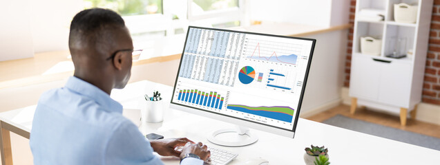 Poster - Businessman Analyzing Graph On Computer