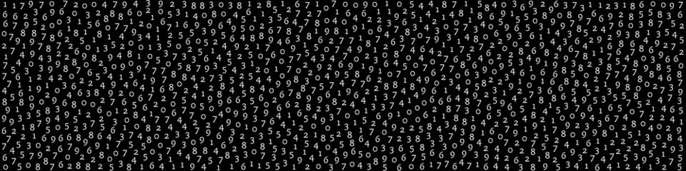 Falling numbers, big data concept. Binary white orderly flying digits. Decent futuristic banner on black background. Digital vector illustration with falling numbers.