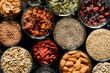 © Pixel Stories/Stocksy - Background of various seeds and dried fruits-super food