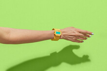 Close Up Of Female Hand With Papercraft Retro Watch