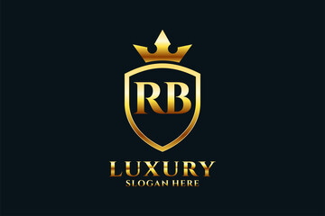 Wall Mural - initial RB elegant luxury monogram logo or badge template with scrolls and royal crown - perfect for luxurious branding projects