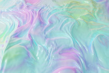 3D Iridescent Background With Pastel Pink And Blue Colors