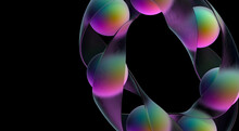 Transparent Ribbon With Rainbow Spheres.
