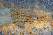 Colorful, Old, Concrete And Stone Wall