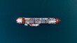 drone overhead view of a Cargo ship transporting yachts onboard