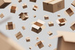 © Pixel Stories/Stocksy - Delivery / shipping concept flying cardboard package boxes background
