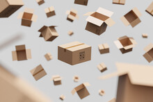 Delivery / Shipping Concept Flying Cardboard Package Boxes Background