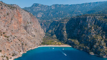 Butterfly Valley Beach In Turkey, Fethiye. Drone Aerial View