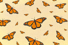 Repeating Pattern Of Monarch Butterfly Illustration