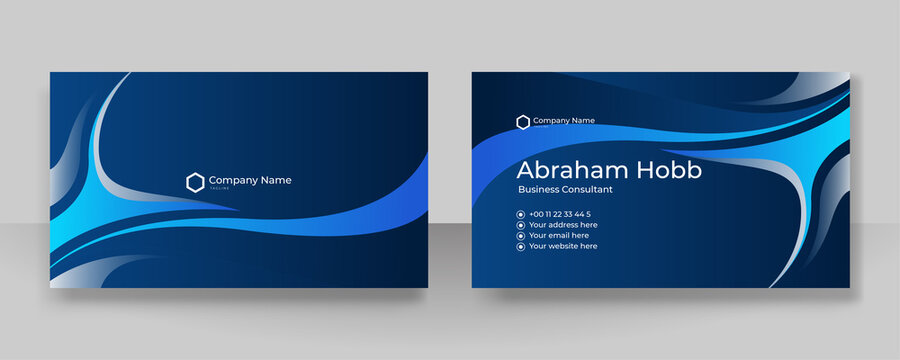 Modern blue and white business card design template