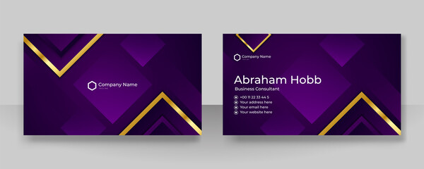 Modern dark purple and gold business card design template