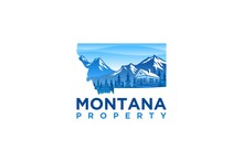 Montana Property Logo Rocky Mountain With House And Pine Tree Element Maps State Of Montana