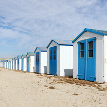 Row Of Blue And White Beach Houses