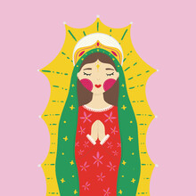 Colorful Queen Minimal Mexico Religious Illustration