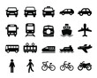 交通手段・乗り物のシンプルなアイコンセット/白背景