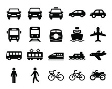 交通手段・乗り物のシンプルなアイコンセット/白背景