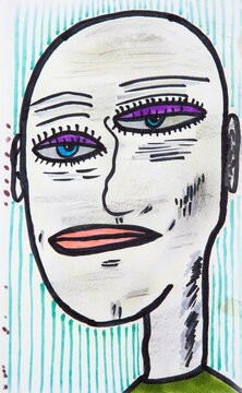 Rough sketch of a bald woman