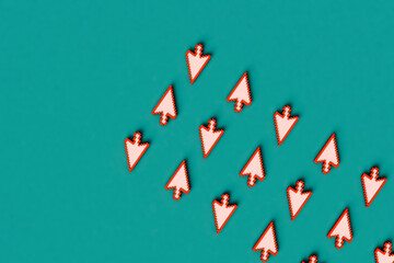 rows of pixellated arrow cursors