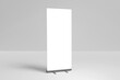 © graphicell - Blank white roll-up banner display mockup, isolated, 3d rendering.
