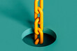 © Giada Canu/Stocksy - 3d render of yellow chains on a blue background