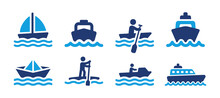Boat Vector Icon Set. Collection Of Ships Symbol Illustration.