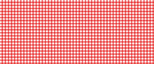 Red And White Checkered Tablecloth Fabric Background Vector Seamless Texture Pattern.