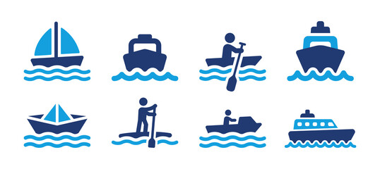 Leinwandbilder - Boat vector icon set. Collection of ships symbol illustration.
