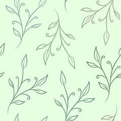 Poster - Green leaves seamless repeat pattern
