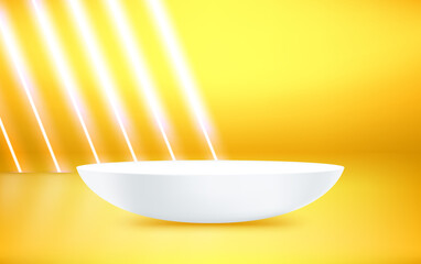 Aufkleber - Golden interior with white semisphere podium. 3d vector illustration with copy space