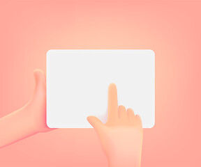 Aufkleber - Using tablet computer with blank screen. 3d vector illustration