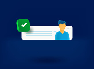 Aufkleber - Internet message with checkmark icon. 3d vector illustration