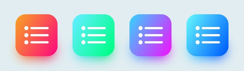 Poster - Menu list or website menu icon in square gradient colors. Basic app ui page symbol.